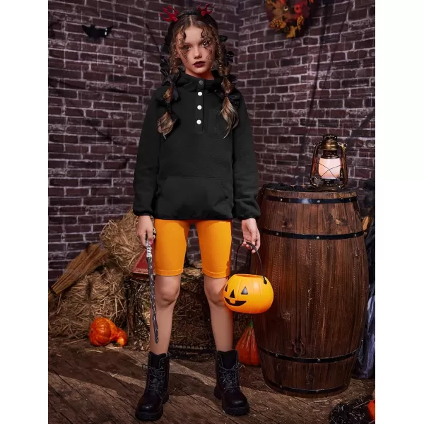 Arshiner Girls Fleece Pullover Hooded Sweatshirt Colorblock Sherpa Hoodie for Teen Girl Winter Button Jacket Coat with Pocket