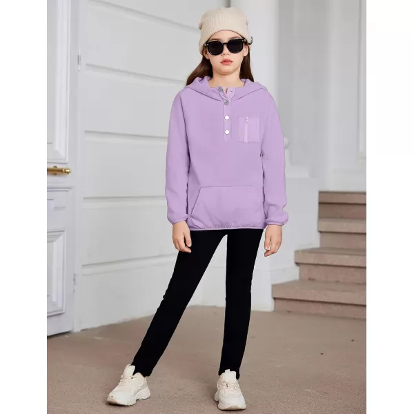 Arshiner Girls Fleece Pullover Hooded Sweatshirt Colorblock Sherpa Hoodie for Teen Girl Winter Button Jacket Coat with Pocket