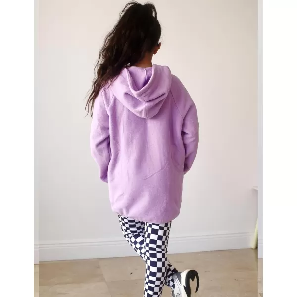 Arshiner Girls Fleece Pullover Hooded Sweatshirt Colorblock Sherpa Hoodie for Teen Girl Winter Button Jacket Coat with Pocket