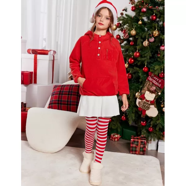 Arshiner Girls Fleece Pullover Hooded Sweatshirt Colorblock Sherpa Hoodie for Teen Girl Winter Button Jacket Coat with Pocket
