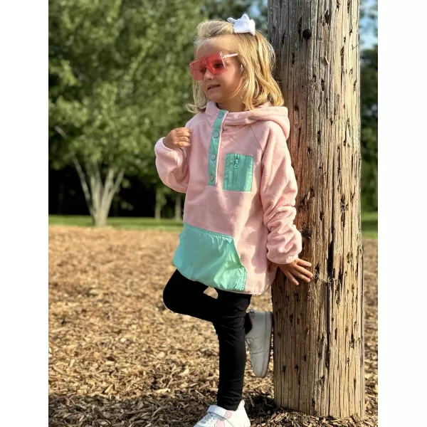Arshiner Girls Fleece Pullover Hooded Sweatshirt Colorblock Sherpa Hoodie for Teen Girl Winter Button Jacket Coat with Pocket