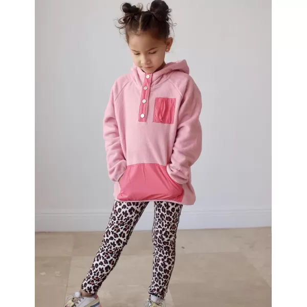 Arshiner Girls Fleece Pullover Hooded Sweatshirt Colorblock Sherpa Hoodie for Teen Girl Winter Button Jacket Coat with Pocket