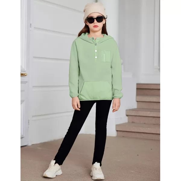 Arshiner Girls Fleece Pullover Hooded Sweatshirt Colorblock Sherpa Hoodie for Teen Girl Winter Button Jacket Coat with Pocket