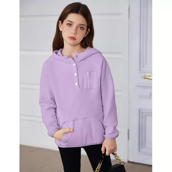 Arshiner Girls Fleece Pullover Hooded Sweatshirt Colorblock Sherpa Hoodie for Teen Girl Winter Button Jacket Coat with Pocket