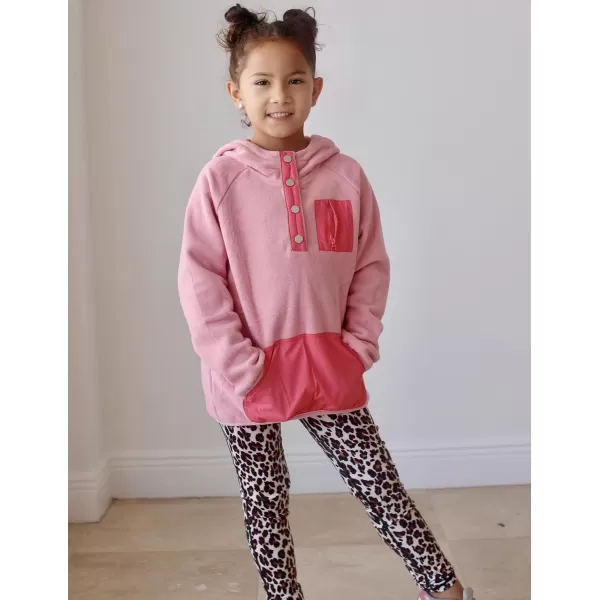 Arshiner Girls Fleece Pullover Hooded Sweatshirt Colorblock Sherpa Hoodie for Teen Girl Winter Button Jacket Coat with Pocket