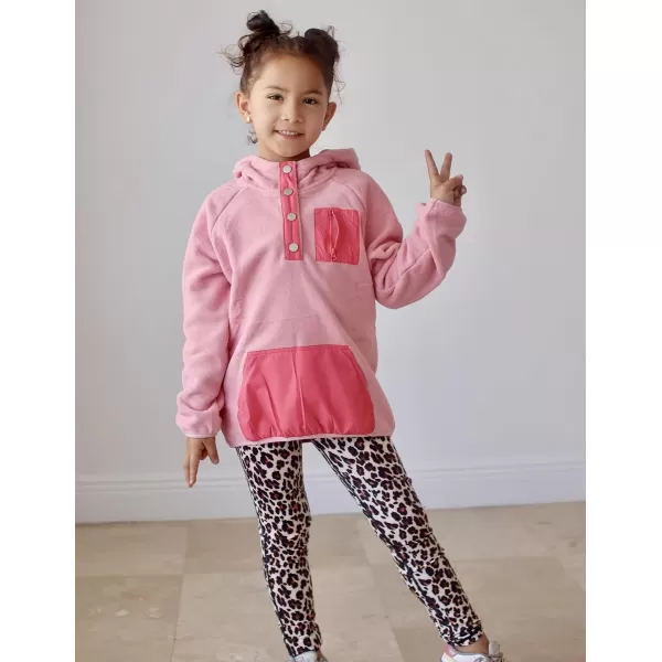 Arshiner Girls Fleece Pullover Hooded Sweatshirt Colorblock Sherpa Hoodie for Teen Girl Winter Button Jacket Coat with Pocket