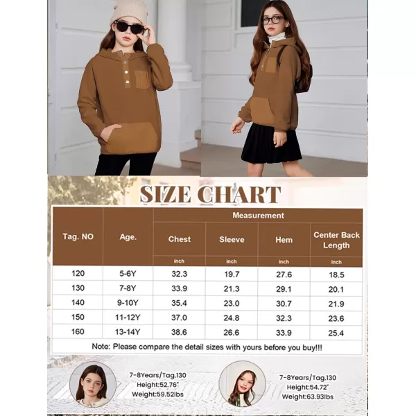 Arshiner Girls Fleece Pullover Hooded Sweatshirt Colorblock Sherpa Hoodie for Teen Girl Winter Button Jacket Coat with Pocket
