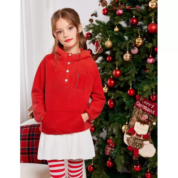 Arshiner Girls Fleece Pullover Hooded Sweatshirt Colorblock Sherpa Hoodie for Teen Girl Winter Button Jacket Coat with Pocket