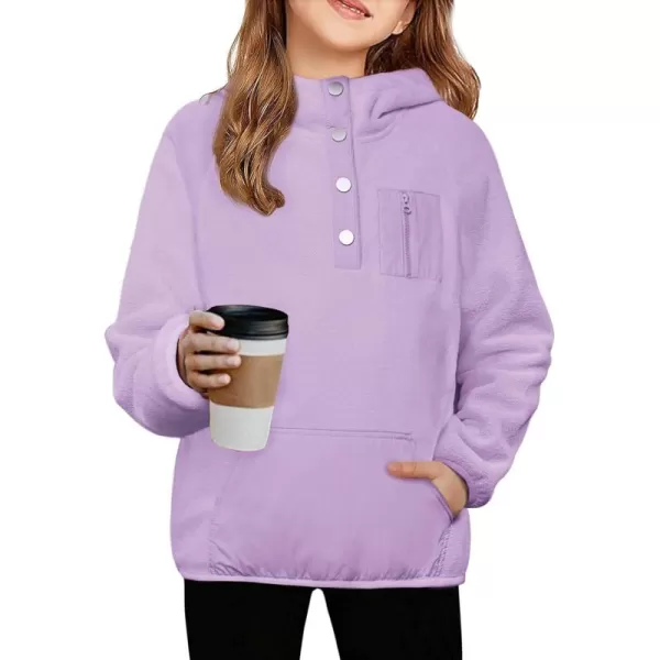Arshiner Girls Fleece Pullover Hooded Sweatshirt Colorblock Sherpa Hoodie for Teen Girl Winter Button Jacket Coat with Pocket