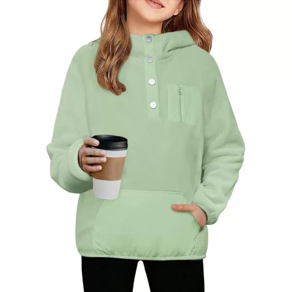 Arshiner Girls Fleece Pullover Hooded Sweatshirt Colorblock Sherpa Hoodie for Teen Girl Winter Button Jacket Coat with Pocket