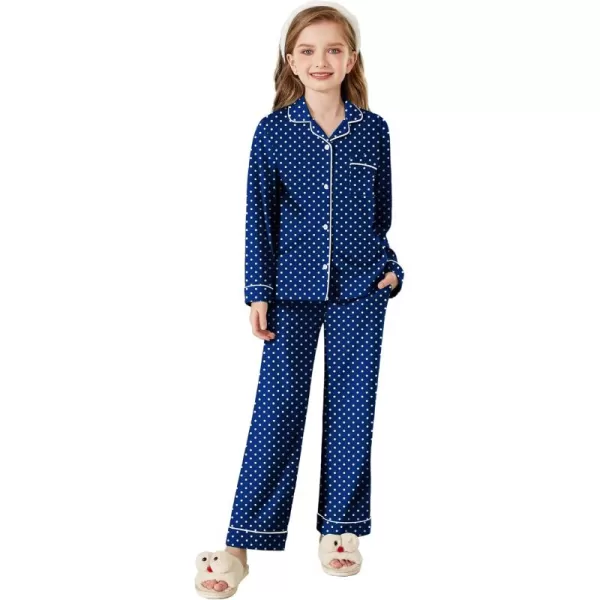 Arshiner Pajamas Set for Girls Plaid Long Sleeve Lounge Set Button Down Pj Sets