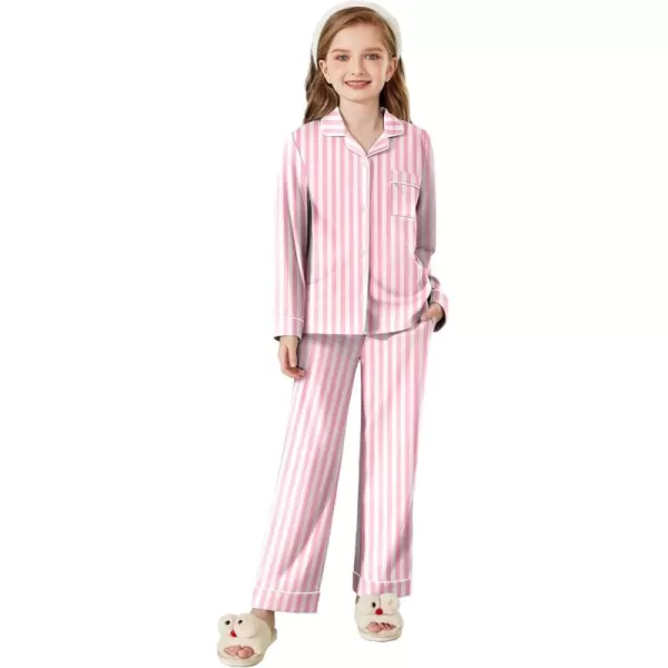 Arshiner Pajamas Set for Girls Plaid Long Sleeve Lounge Set Button Down Pj Sets