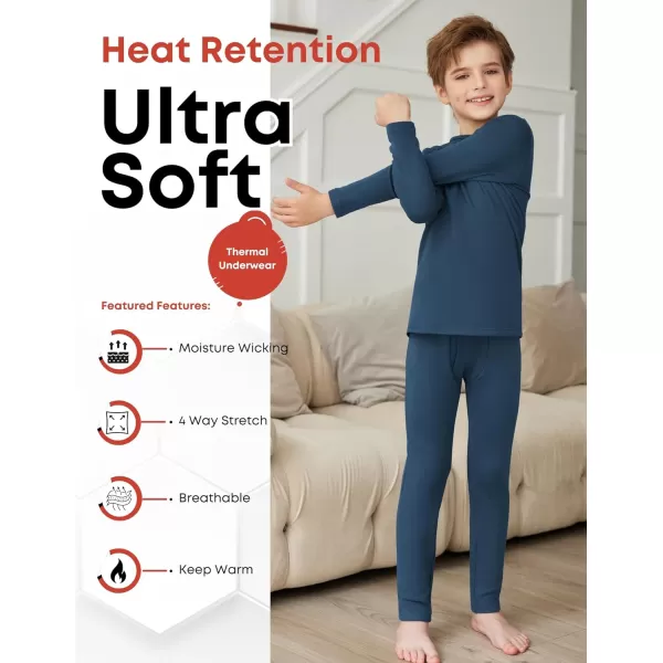 Arshienr Boys Thermal Underwear Set 2-Piece Base Layer Fleece Lined Long Johns Top Bottom Warm Set for Cold Weather