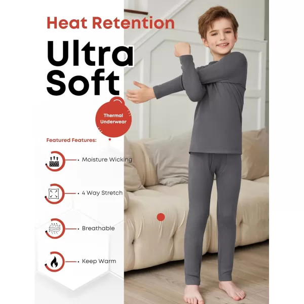 Arshienr Boys Thermal Underwear Set 2-Piece Base Layer Fleece Lined Long Johns Top Bottom Warm Set for Cold Weather