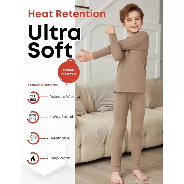 Arshienr Boys Thermal Underwear Set 2-Piece Base Layer Fleece Lined Long Johns Top Bottom Warm Set for Cold Weather