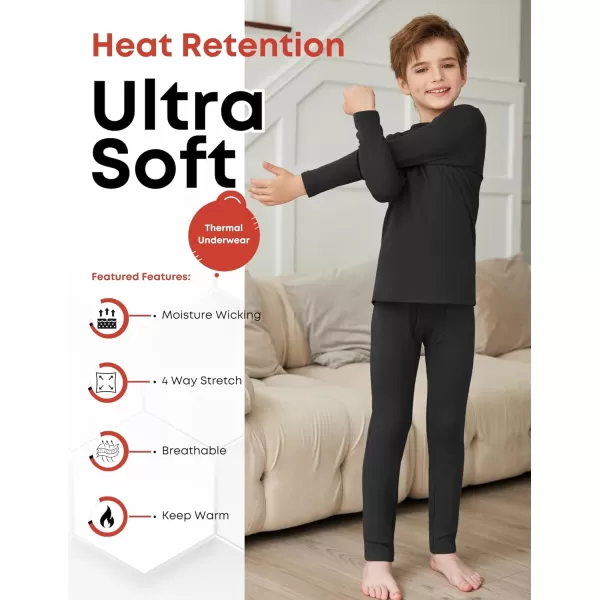 Arshienr Boys Thermal Underwear Set 2-Piece Base Layer Fleece Lined Long Johns Top Bottom Warm Set for Cold Weather