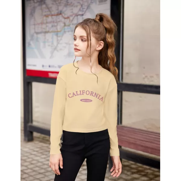Arshiner Girls Crop Tops Long Sleeve Shirts Drop Shoulder Crewneck Casual Fashion T Shirts Tee