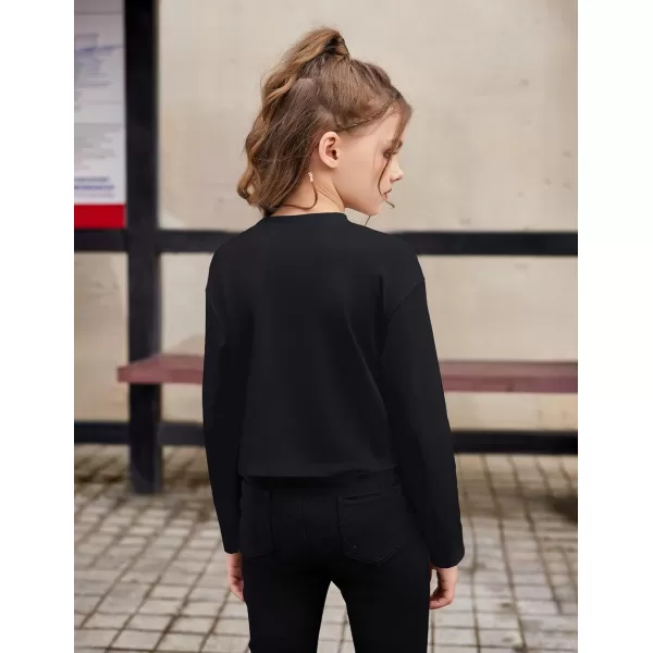 Arshiner Girls Crop Tops Long Sleeve Shirts Drop Shoulder Crewneck Casual Fashion T Shirts Tee