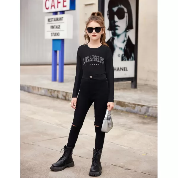 Arshiner Girls Crop Tops Long Sleeve Shirts Drop Shoulder Crewneck Casual Fashion T Shirts Tee