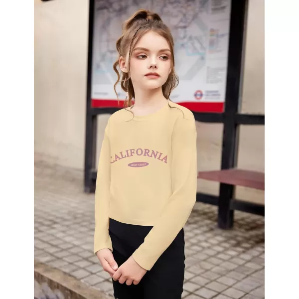Arshiner Girls Crop Tops Long Sleeve Shirts Drop Shoulder Crewneck Casual Fashion T Shirts Tee