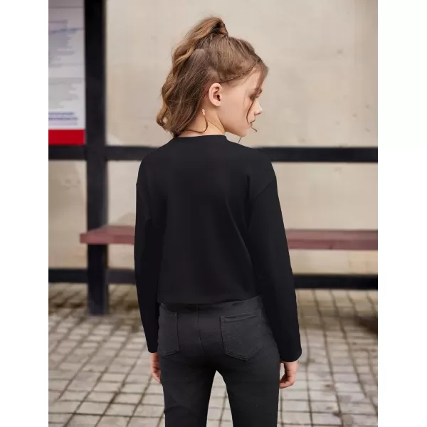 Arshiner Girls Crop Tops Long Sleeve Shirts Drop Shoulder Crewneck Casual Fashion T Shirts Tee