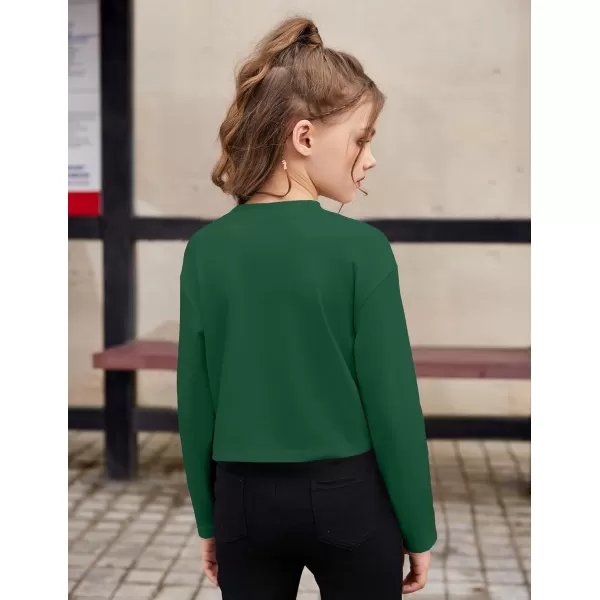 Arshiner Girls Crop Tops Long Sleeve Shirts Drop Shoulder Crewneck Casual Fashion T Shirts Tee