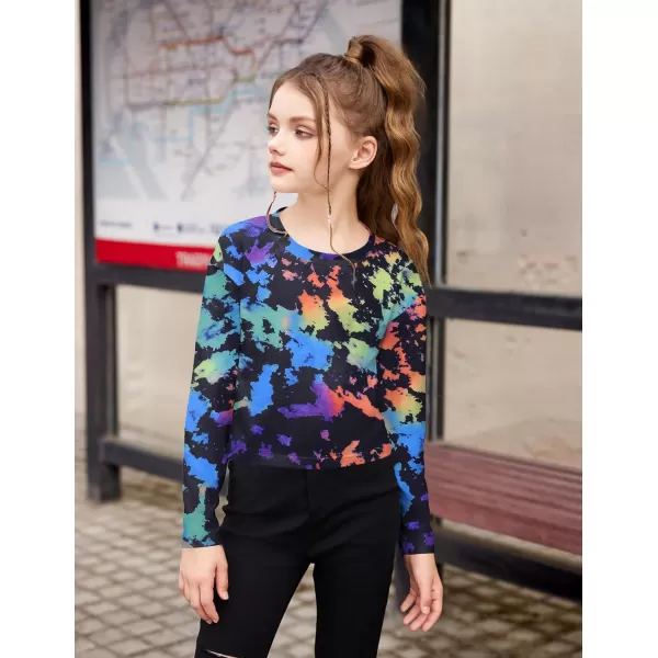 Arshiner Girls Crop Tops Long Sleeve Shirts Drop Shoulder Crewneck Casual Fashion T Shirts Tee