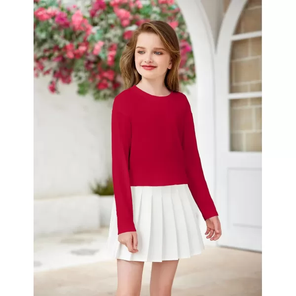 Arshiner Girls Crop Tops Long Sleeve Shirts Drop Shoulder Crewneck Casual Fashion T Shirts Tee