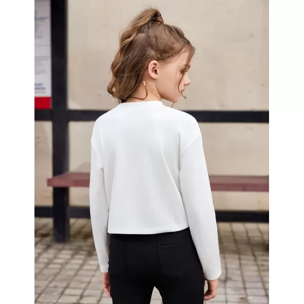 Arshiner Girls Crop Tops Long Sleeve Shirts Drop Shoulder Crewneck Casual Fashion T Shirts Tee