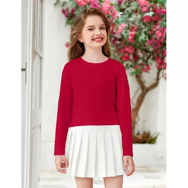 Arshiner Girls Crop Tops Long Sleeve Shirts Drop Shoulder Crewneck Casual Fashion T Shirts Tee