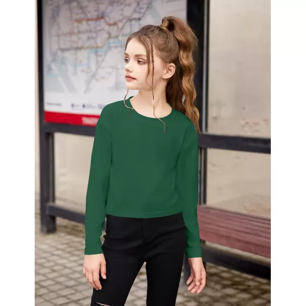 Arshiner Girls Crop Tops Long Sleeve Shirts Drop Shoulder Crewneck Casual Fashion T Shirts Tee