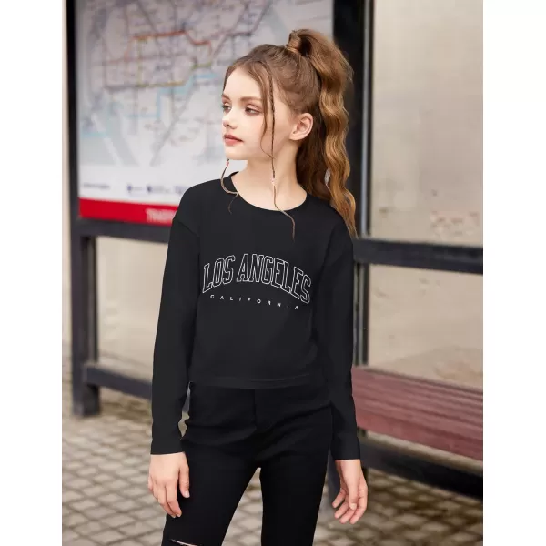 Arshiner Girls Crop Tops Long Sleeve Shirts Drop Shoulder Crewneck Casual Fashion T Shirts Tee