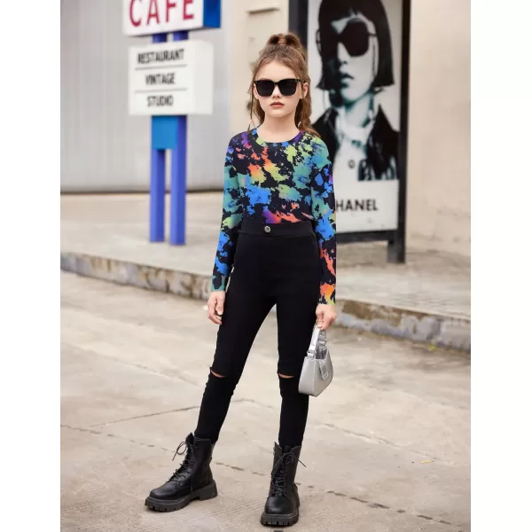 Arshiner Girls Crop Tops Long Sleeve Shirts Drop Shoulder Crewneck Casual Fashion T Shirts Tee