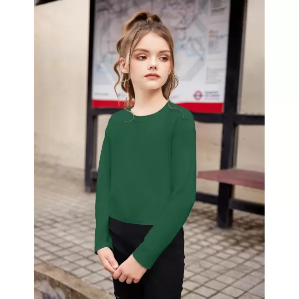 Arshiner Girls Crop Tops Long Sleeve Shirts Drop Shoulder Crewneck Casual Fashion T Shirts Tee