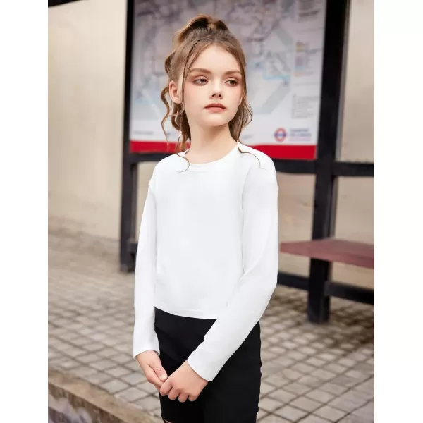 Arshiner Girls Crop Tops Long Sleeve Shirts Drop Shoulder Crewneck Casual Fashion T Shirts Tee
