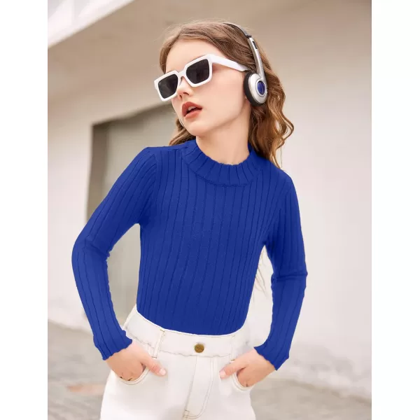 Arshiner Girls Shirts Half Turtleneck Long Sleeve Tops Casual Knitted Slim Fit Pullover Blouse Tee
