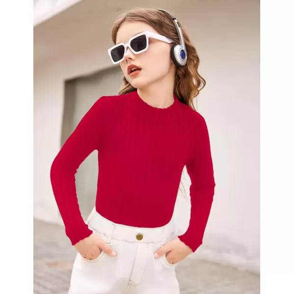 Arshiner Girls Shirts Half Turtleneck Long Sleeve Tops Casual Knitted Slim Fit Pullover Blouse Tee