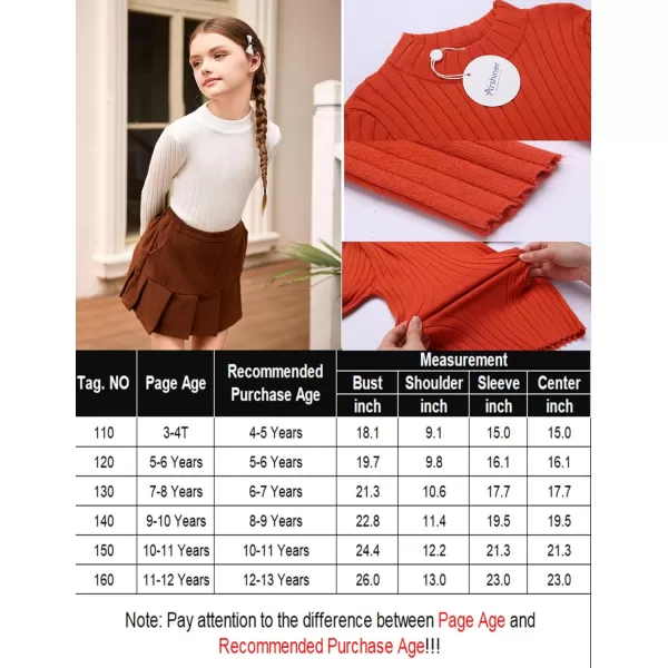 Arshiner Girls Shirts Half Turtleneck Long Sleeve Tops Casual Knitted Slim Fit Pullover Blouse Tee