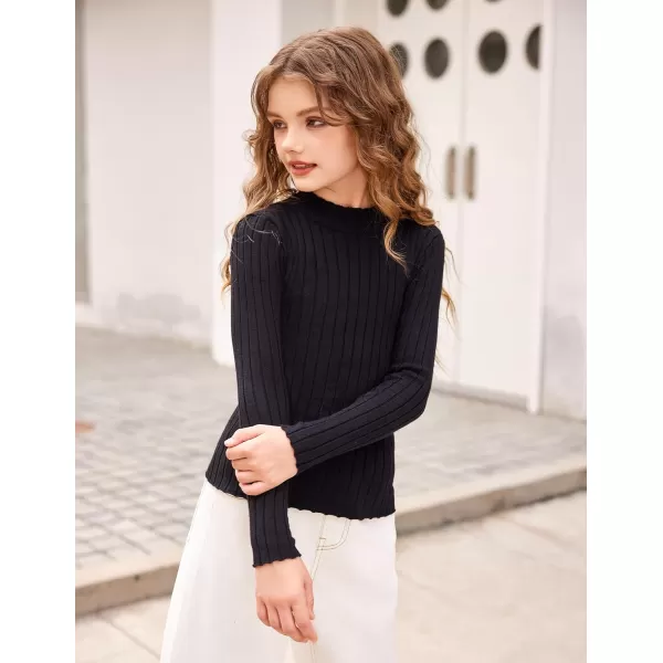 Arshiner Girls Shirts Half Turtleneck Long Sleeve Tops Casual Knitted Slim Fit Pullover Blouse Tee