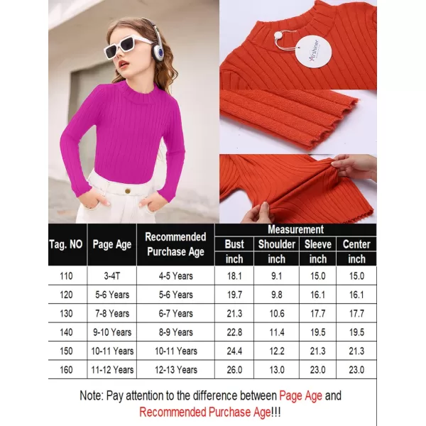 Arshiner Girls Shirts Half Turtleneck Long Sleeve Tops Casual Knitted Slim Fit Pullover Blouse Tee