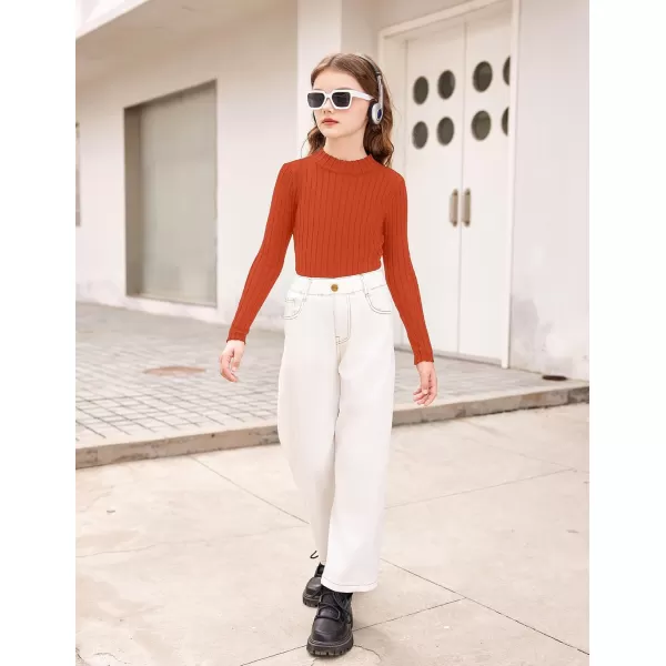 Arshiner Girls Shirts Half Turtleneck Long Sleeve Tops Casual Knitted Slim Fit Pullover Blouse Tee
