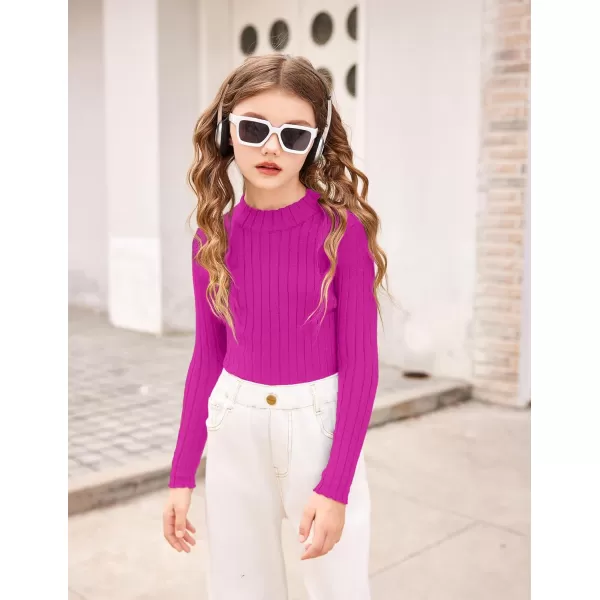 Arshiner Girls Shirts Half Turtleneck Long Sleeve Tops Casual Knitted Slim Fit Pullover Blouse Tee
