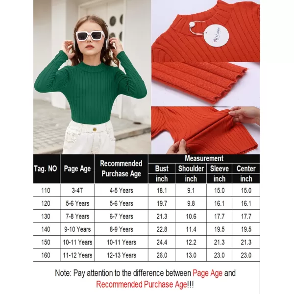Arshiner Girls Shirts Half Turtleneck Long Sleeve Tops Casual Knitted Slim Fit Pullover Blouse Tee