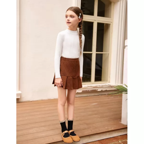 Arshiner Girls Shirts Half Turtleneck Long Sleeve Tops Casual Knitted Slim Fit Pullover Blouse Tee