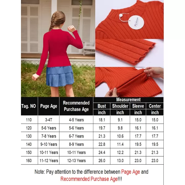 Arshiner Girls Shirts Half Turtleneck Long Sleeve Tops Casual Knitted Slim Fit Pullover Blouse Tee
