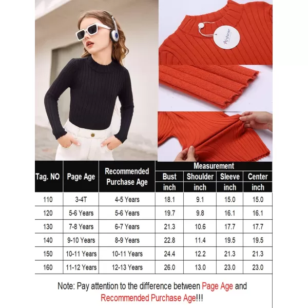 Arshiner Girls Shirts Half Turtleneck Long Sleeve Tops Casual Knitted Slim Fit Pullover Blouse Tee