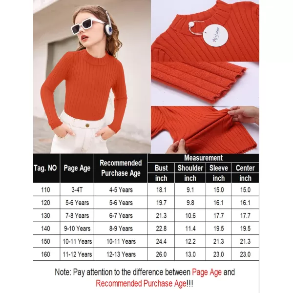 Arshiner Girls Shirts Half Turtleneck Long Sleeve Tops Casual Knitted Slim Fit Pullover Blouse Tee
