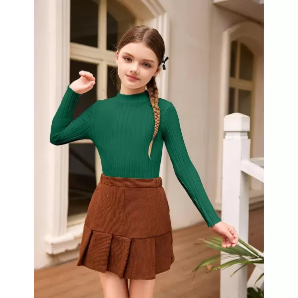 Arshiner Girls Shirts Half Turtleneck Long Sleeve Tops Casual Knitted Slim Fit Pullover Blouse Tee