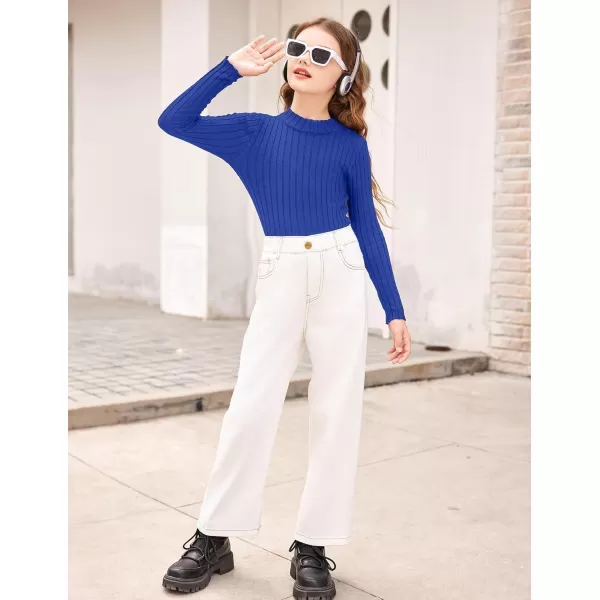 Arshiner Girls Shirts Half Turtleneck Long Sleeve Tops Casual Knitted Slim Fit Pullover Blouse Tee