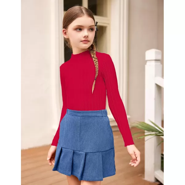 Arshiner Girls Shirts Half Turtleneck Long Sleeve Tops Casual Knitted Slim Fit Pullover Blouse Tee